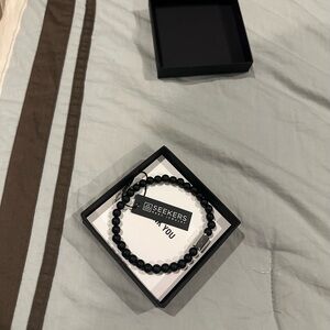 Black Beaded Bracelet for Men